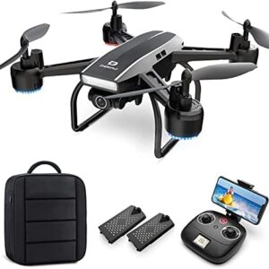 DEERC D50 Drone with Camera for Adults 2K Ultra HD FPV Live Video Adjustable Wide-Angle, RC Quadcopter with Altitude Hold, Headless Mode, Gesture Selfie, Waypoints Functions, 2 Batteries and Backpack