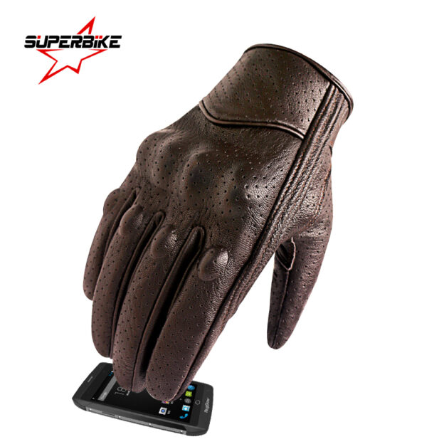Motorcycle Gloves Leather Touch Men Brown Outdoor Sports Cycling Glove Motorbike Racing guantes de moto luvas de motocicleta