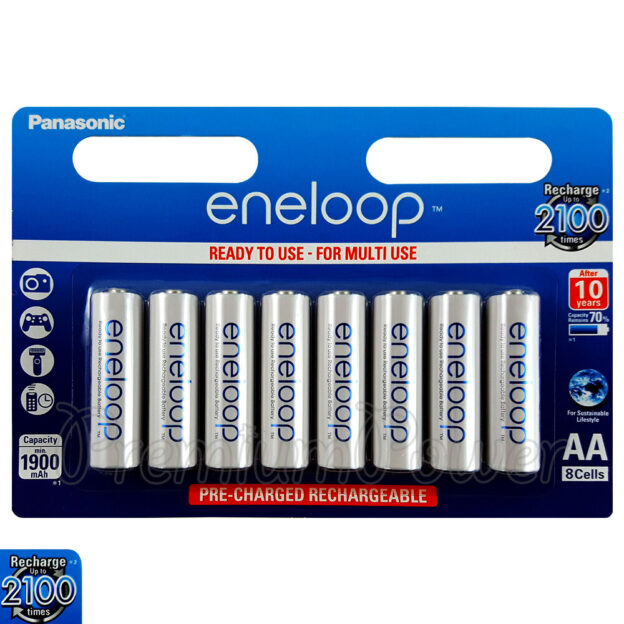8 x Panasonic Eneloop AA batteries 1900mAh