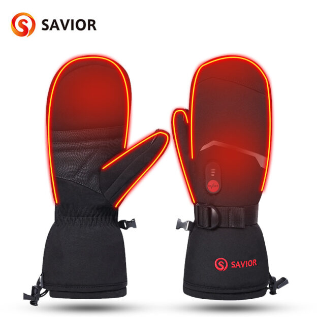 Savior Winter Mittens Heated Gloves Rechargeable Eelctric Battery for Men Women Keep Warm Heated Ski Outdoor Sports Gloves S66E